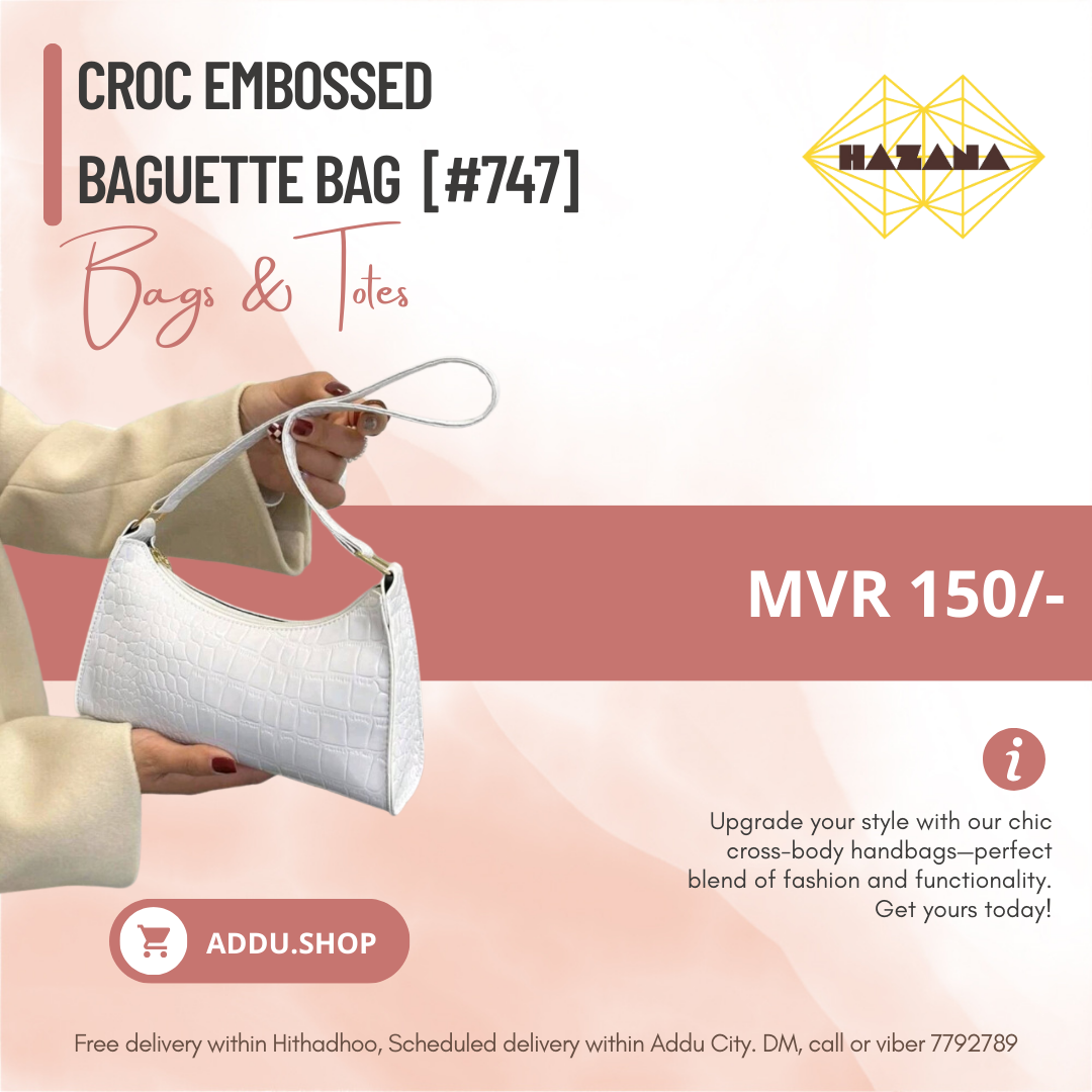 Croc Embossed Baguette Bag [#747]