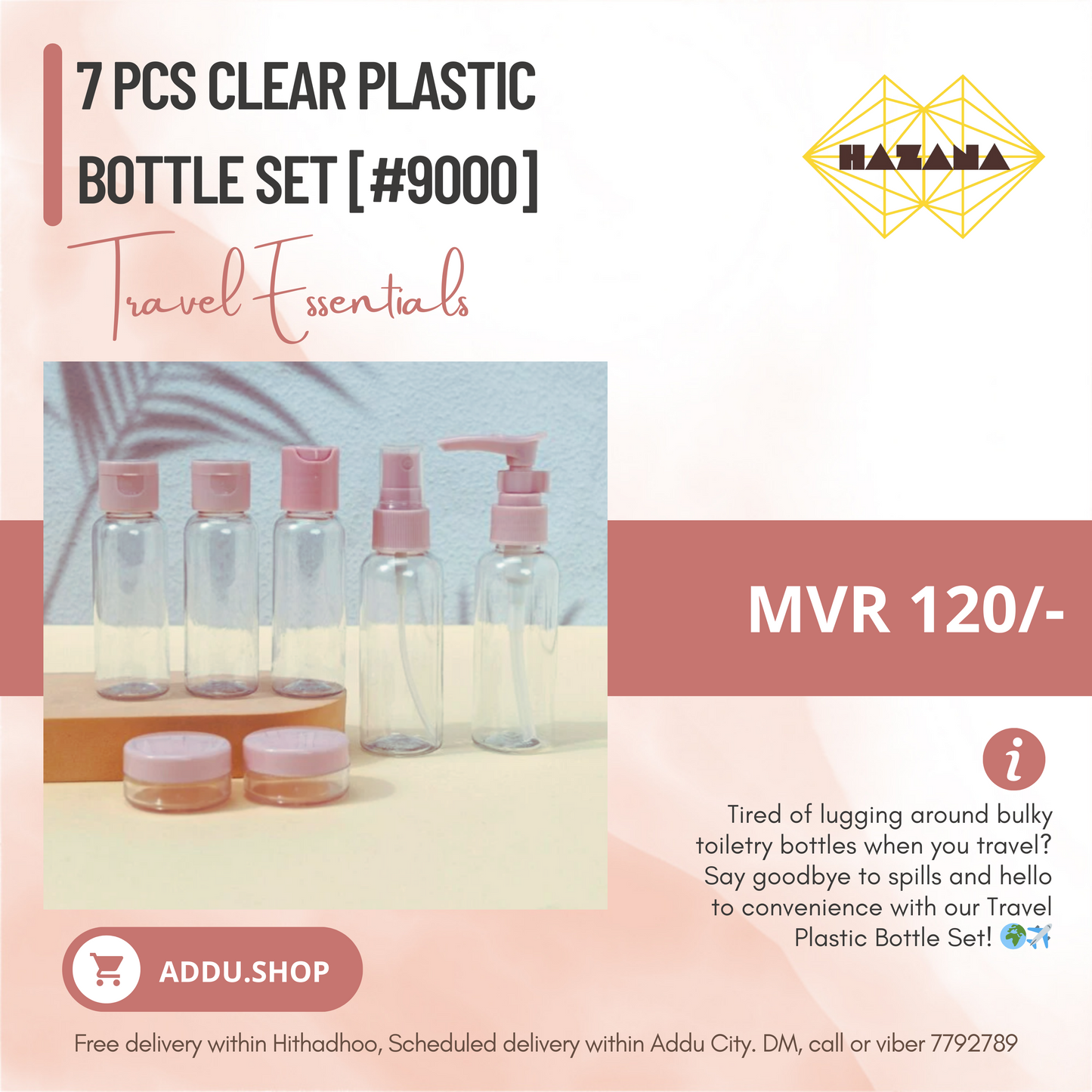 7 pcs Clear Plastic  Bottle Set [#9000]