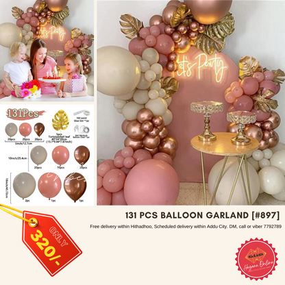 131pcs Latex Balloons With A Mix Of Beige And Pink Colors [#897]