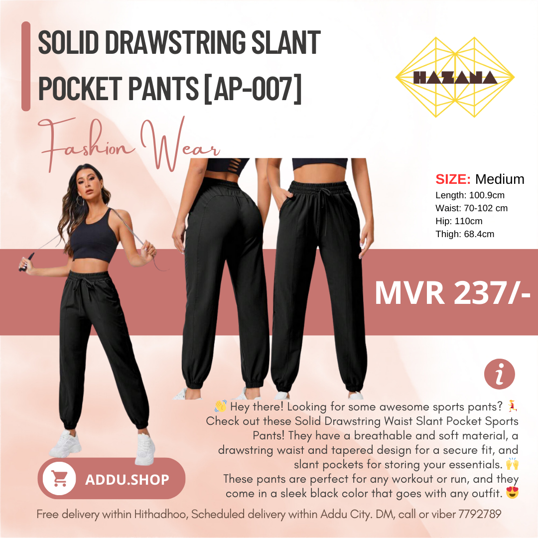 Solid Drawstring Slant Pocket Pants [AP-007]