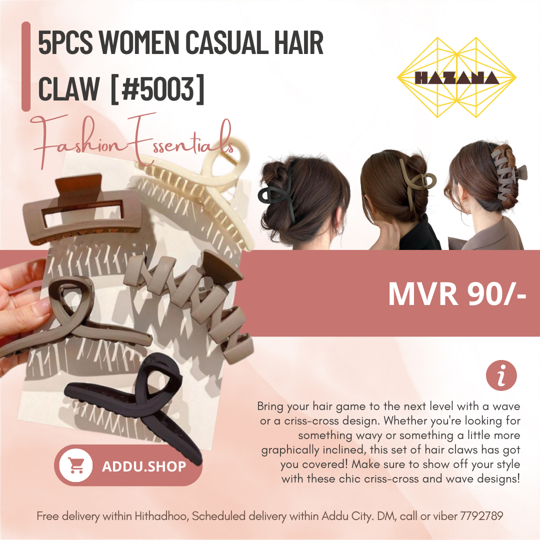 5pcs Women Casual Hair Claw  [#5003]